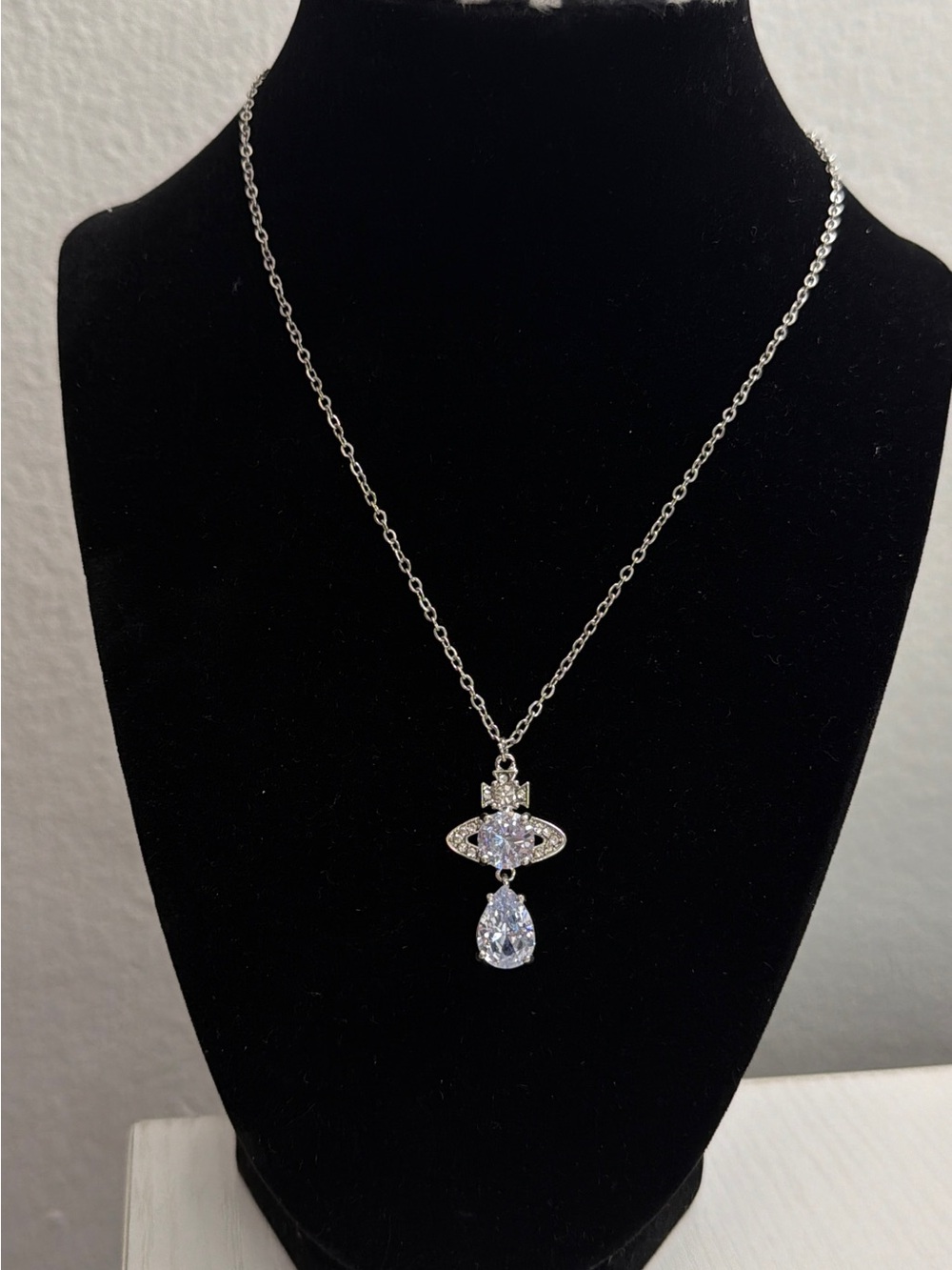 Vivienne Westwood Silver Orb Pendant Necklace with Clear Crystals